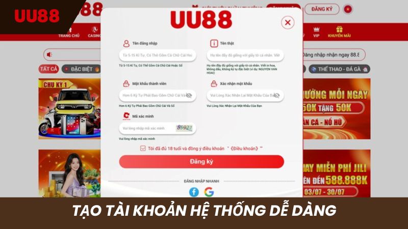 Tạo tài khoản thành viên tại hệ thống siêu đơn giản